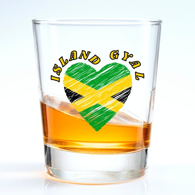 Island Gyal Jamaica Heart Caribbean Shot Glass (Jamaica heart island gyal shot glass)