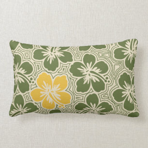 Island Hibiscus Hawaiian Reversible Lumbar Pillow