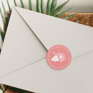 Island Hibiscus Return Address Classic Round Sticker