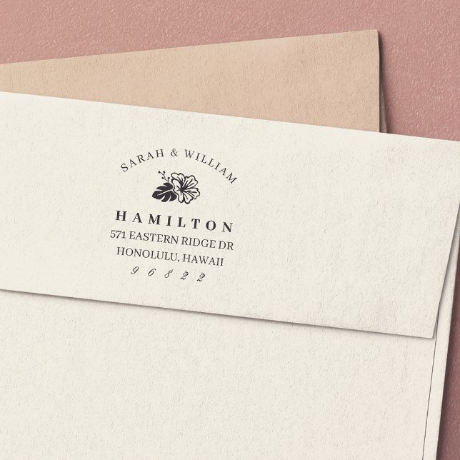 Island Hibiscus Return Address Self-inking Stamp (Creator Uploaded)