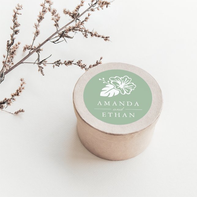 Island Hibiscus Wedding Classic Round Sticker (Creator Uploaded)