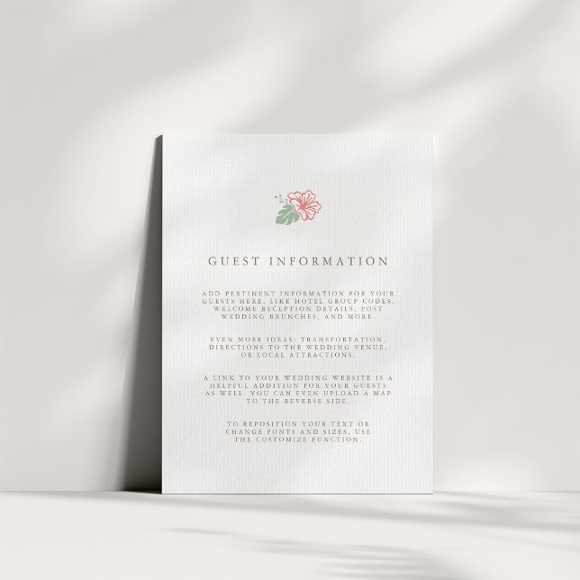 Island Hibiscus Wedding Guest Information Enclosure Card (Creator Uploaded)
