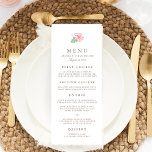 Island Hibiscus Wedding Menu Card<br><div class="desc">Our island chic wedding menu features your starter courses, entrees and desserts in elegant taupe lettering, accented with a single tropical hibiscus flower in coral and green. Coordinates with our Island Hibiscus wedding invitation collection, perfect for beachside affairs, Hawaii or destination weddings. Use the template fields to add your menu...</div>