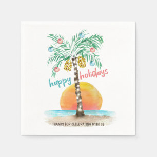 Island Holiday Tropical Beach Palm Christmas  Napkin