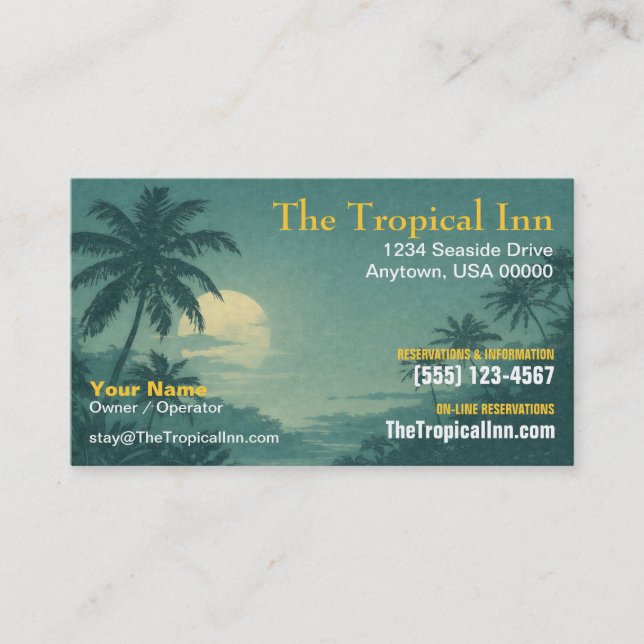 Island Hotel, Vacation Rental & Boutique Stay Business Card (Front)
