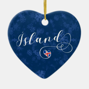 Ísland Iceland Heart, Christmas Tree Ornament