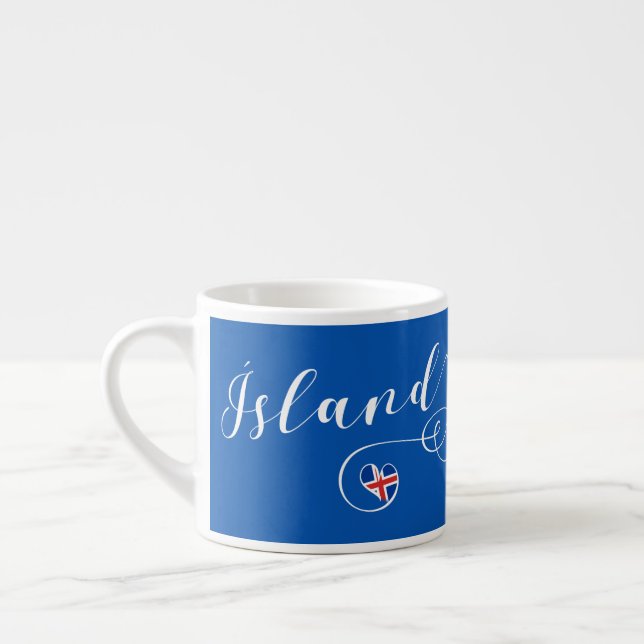 Ísland Iceland Heart Customisable Mug (Left)