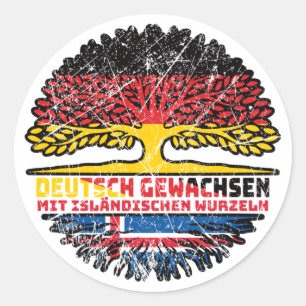 Island Isländisch Deutsch Deutschland Baum Wurzel Classic Round Sticker