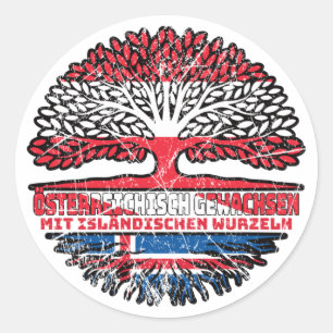 Island Isländisch Österreichisch Österreich Baum Classic Round Sticker