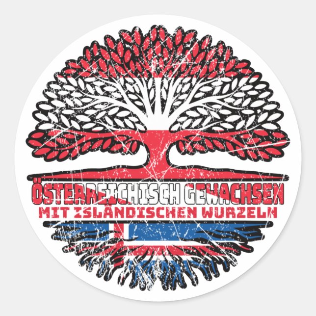 Island Isländisch Österreichisch Österreich Baum Classic Round Sticker (Front)