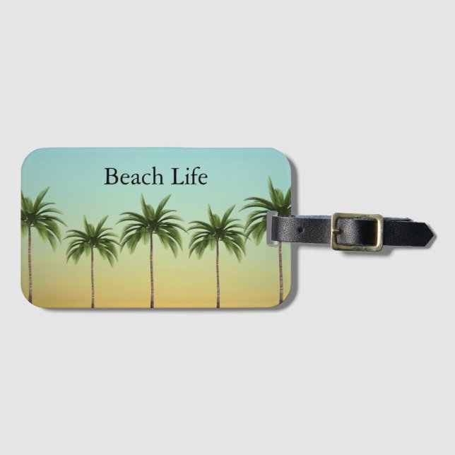 Island Jetsetter Escape Sunset Paradise Custom Luggage Tag (Front Horizontal)