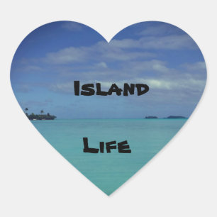 Island Life Tropical Island Heart Sticker