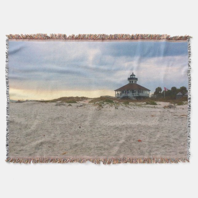Island Lighthouse Throw Blanket (Front)