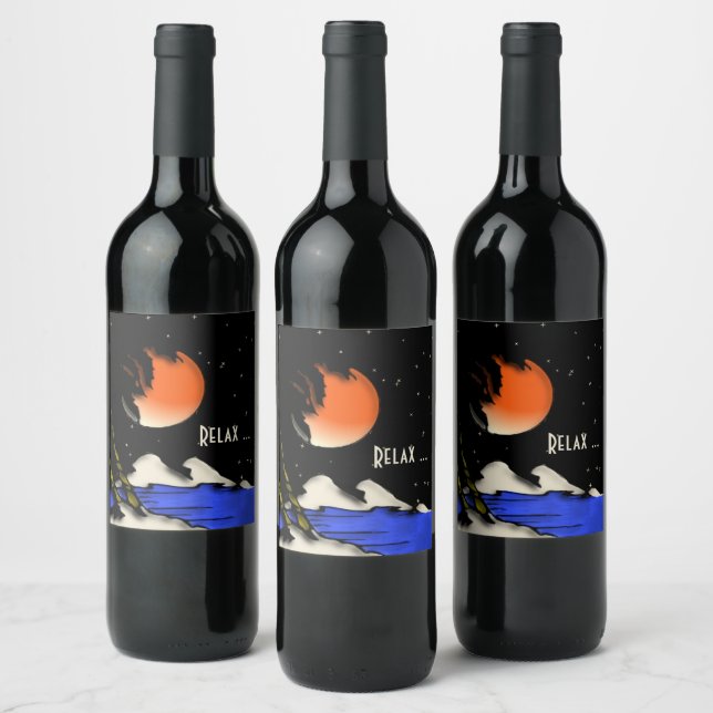 Island Night Design Relax  Wine Label (Bottles)