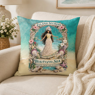 Island Nymph Tropical Spiritual Ocean Fantasy Art Cushion