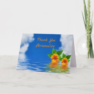Island Ocean Orange Flowers Thank You Personalise Card