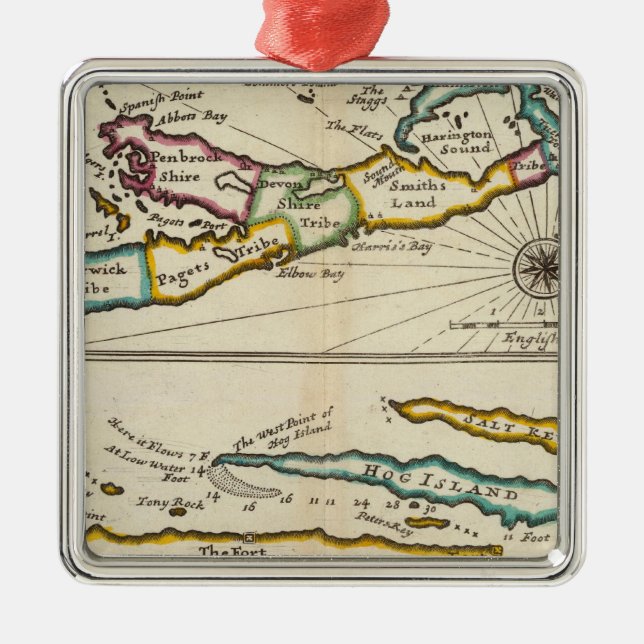 Island of Bermuda, Part of Providence Island Metal Tree Decoration (Front)