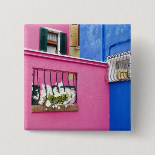 Island of Burano, Burano, Italy. Colourful Burano 15 Cm Square Badge