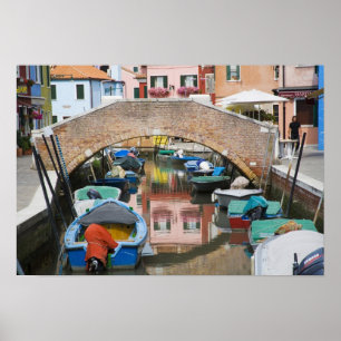 Island of Burano, Burano, Italy. Colourful Poster