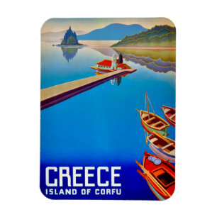 Island of Corfu Vintage Travel Poster Magnet