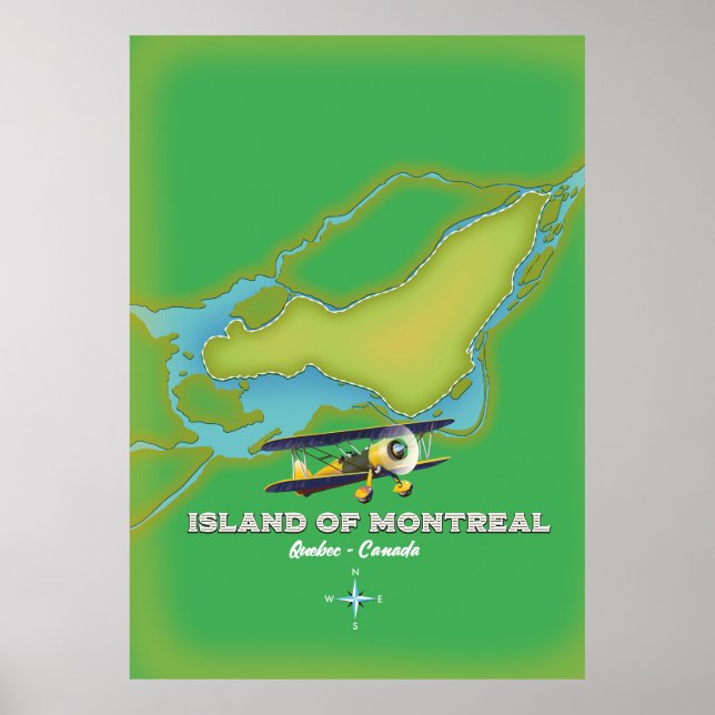 Island of Montreal Canada map Poster (Front)