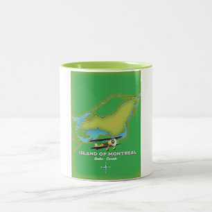 Island of Montreal Canada map Two-Tone Coffee Mug