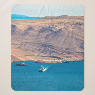 Island of Pag stone desert and ferry port view, Da Sherpa Blanket