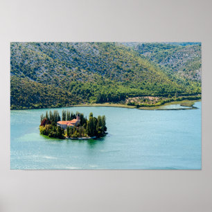 Island of Visovac monastery in Krka NP - Croatia Poster
