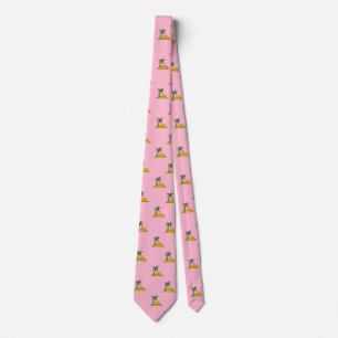 island palm and sun on pink tie