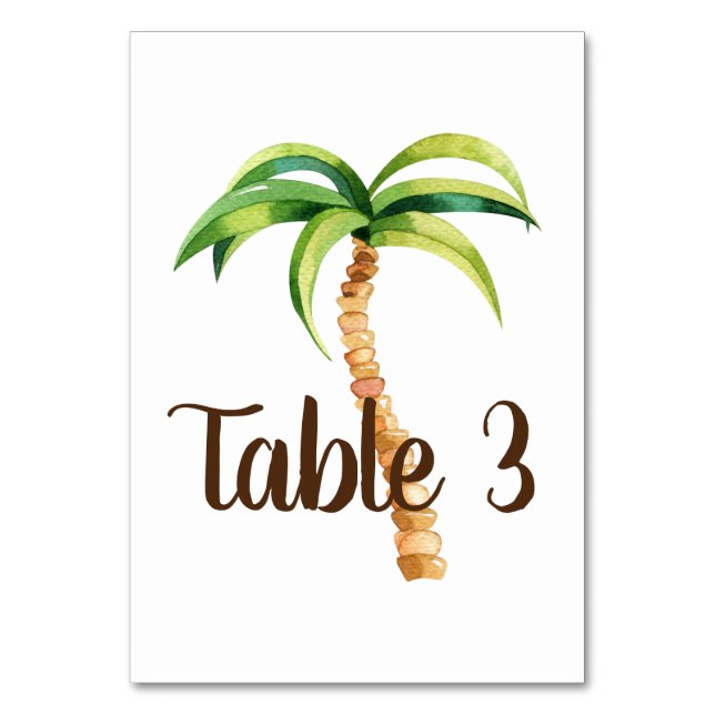 Island Palm Tree Table Number (Front)