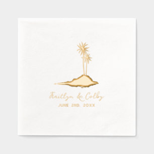 Island Palm Trees Wedding Foil Napkins
