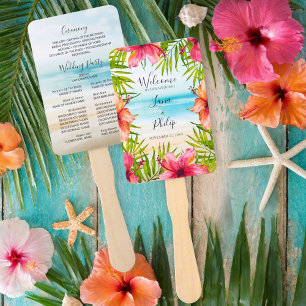 Island Paradise Beach Tropical Wedding Party Hand Fan