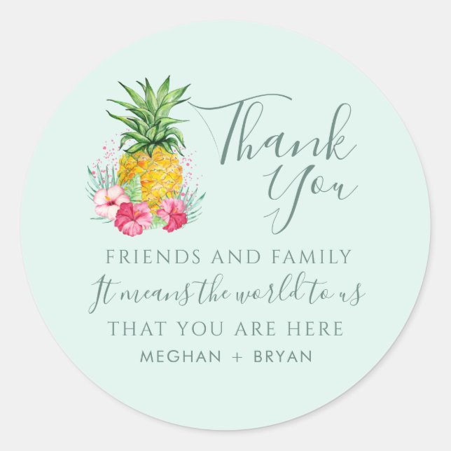 Island Paradise Beach Wedding Favour Classic Round Sticker (Front)