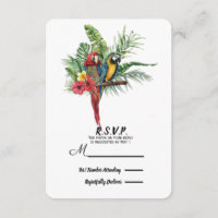 Island Paradise Birds Tropical Floral Wedding RSVP