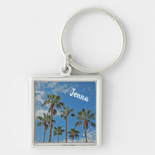 Island Paradise Palm Trees Blue Sky Photo Oasis Key Ring