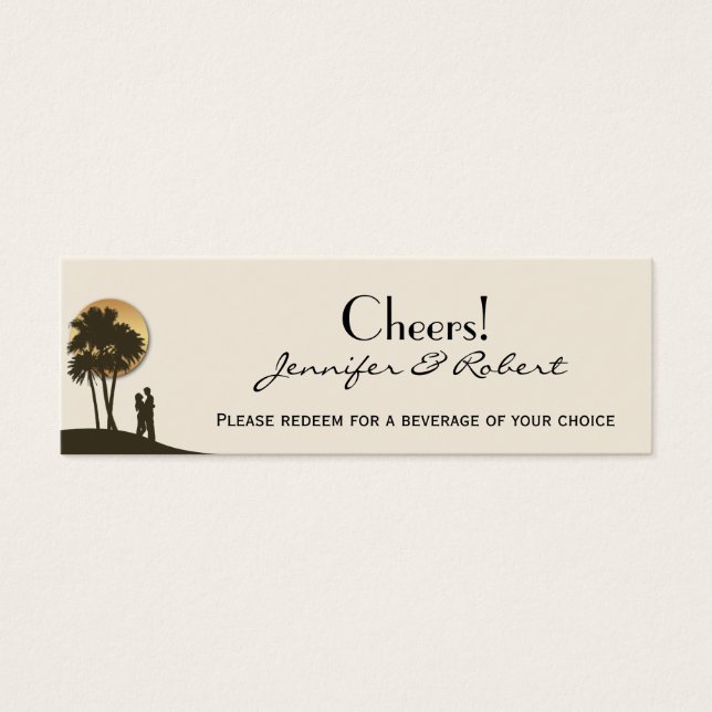 Island Paradise Wedding Drink Tickets (Front)