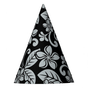 ISLAND PLUMERIA (BLACK/GRAY) PARTY HAT