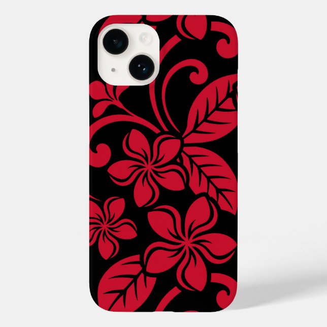 ISLAND PLUMERIA (BLACK/RED) Case-Mate iPhone CASE (Back)