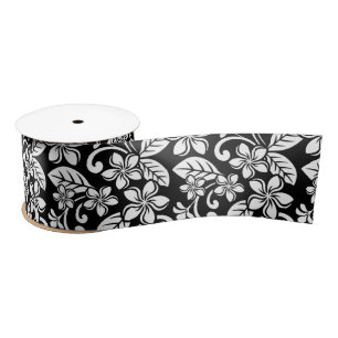 ISLAND PLUMERIA (BLACK) SATIN RIBBON