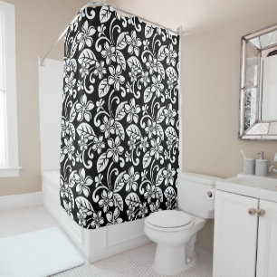 ISLAND PLUMERIA (BLACK) SHOWER CURTAIN