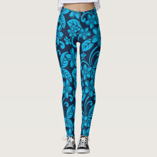 ISLAND PLUMERIA (Blue x 2) Leggings