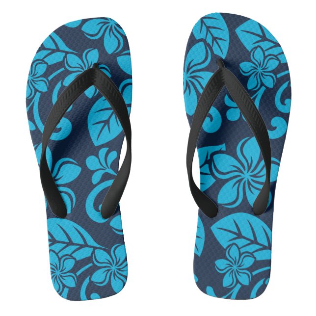 ISLAND PLUMERIA (Blue x 2) Thongs (Footbed)