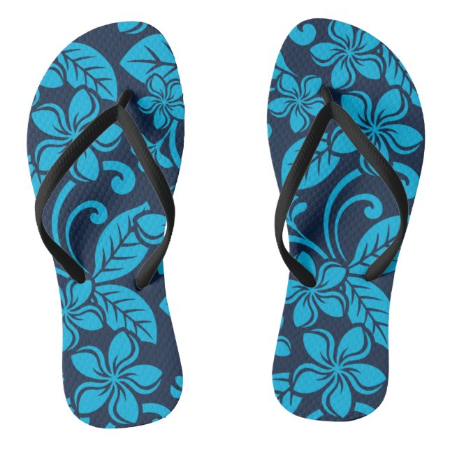 ISLAND PLUMERIA (Blue x 2) Thongs (Footbed)