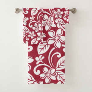 ISLAND PLUMERIA (CARDINAL RED) BATH TOWEL SET