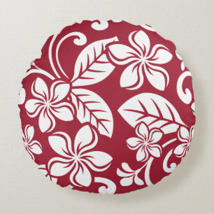 ISLAND PLUMERIA (CARDINAL RED) ROUND CUSHION
