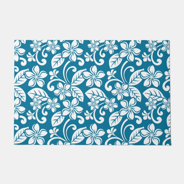 ISLAND PLUMERIA (CARIBBEAN BLUE) DOORMAT (Front)