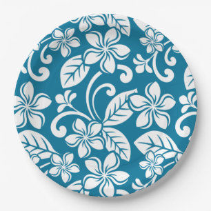 ISLAND PLUMERIA (CARIBBEAN BLUE) Paper Plate