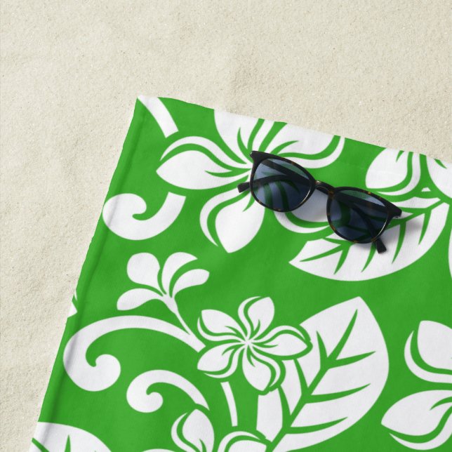 ISLAND PLUMERIA (CITRUS GREEN) BEACH TOWEL (In Situ)