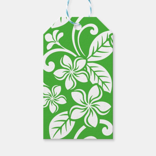 ISLAND PLUMERIA (CITRUS GREEN) GIFT TAGS (Front)