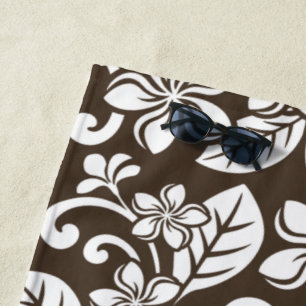 ISLAND PLUMERIA (COFFEE BROWN) BEACH TOWEL